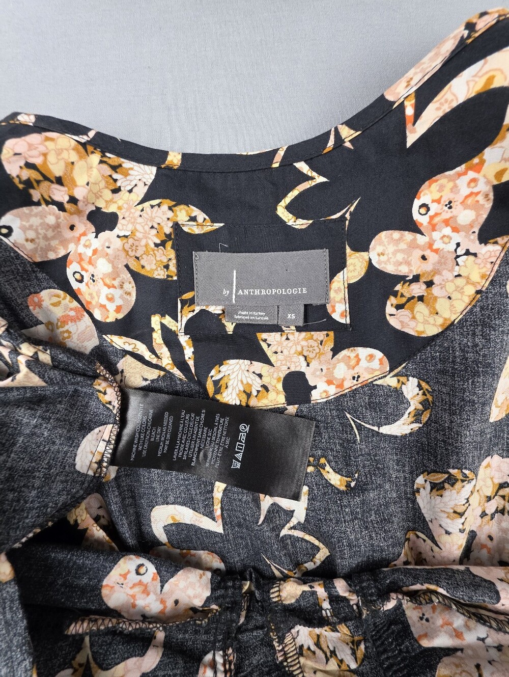 Anthropologie Somerset Floral Mini Dress XS Tiers Elastic Waist Pockets Cotton - Picture 4 of 5